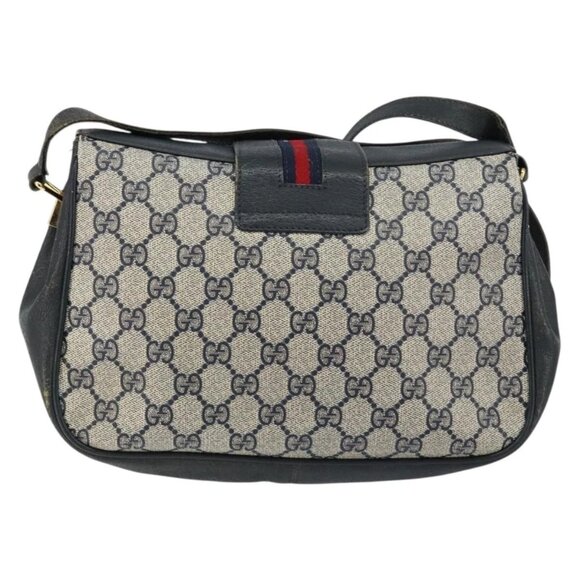 GUCCI GG Supreme Sherry Line Shoulder Bag PVC Navy Gold 116 02 076 Auth 146977 - Picture 3 of 16